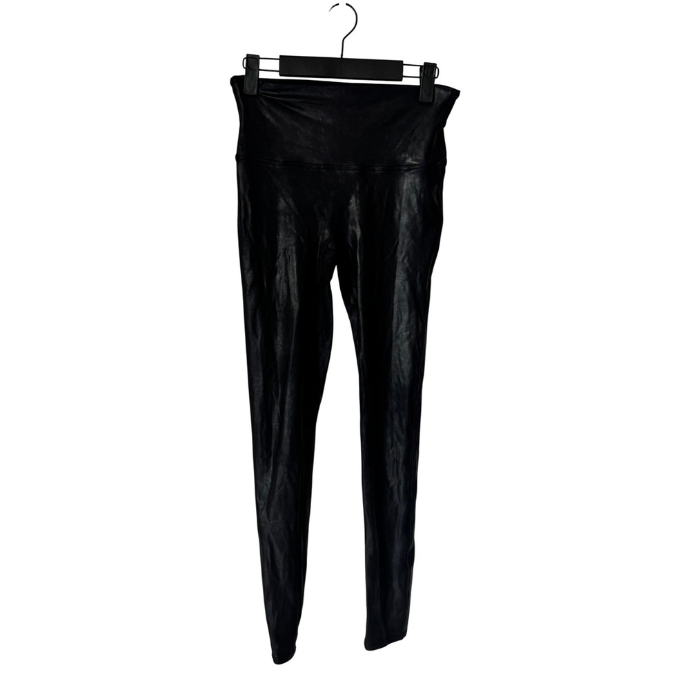 Spanx Faux Leather Leggings Black High Rise Power Waistband Size Medium